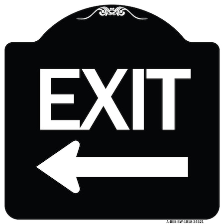 Exit With Left Arrow Heavy-Gauge Aluminum Architectural Sign